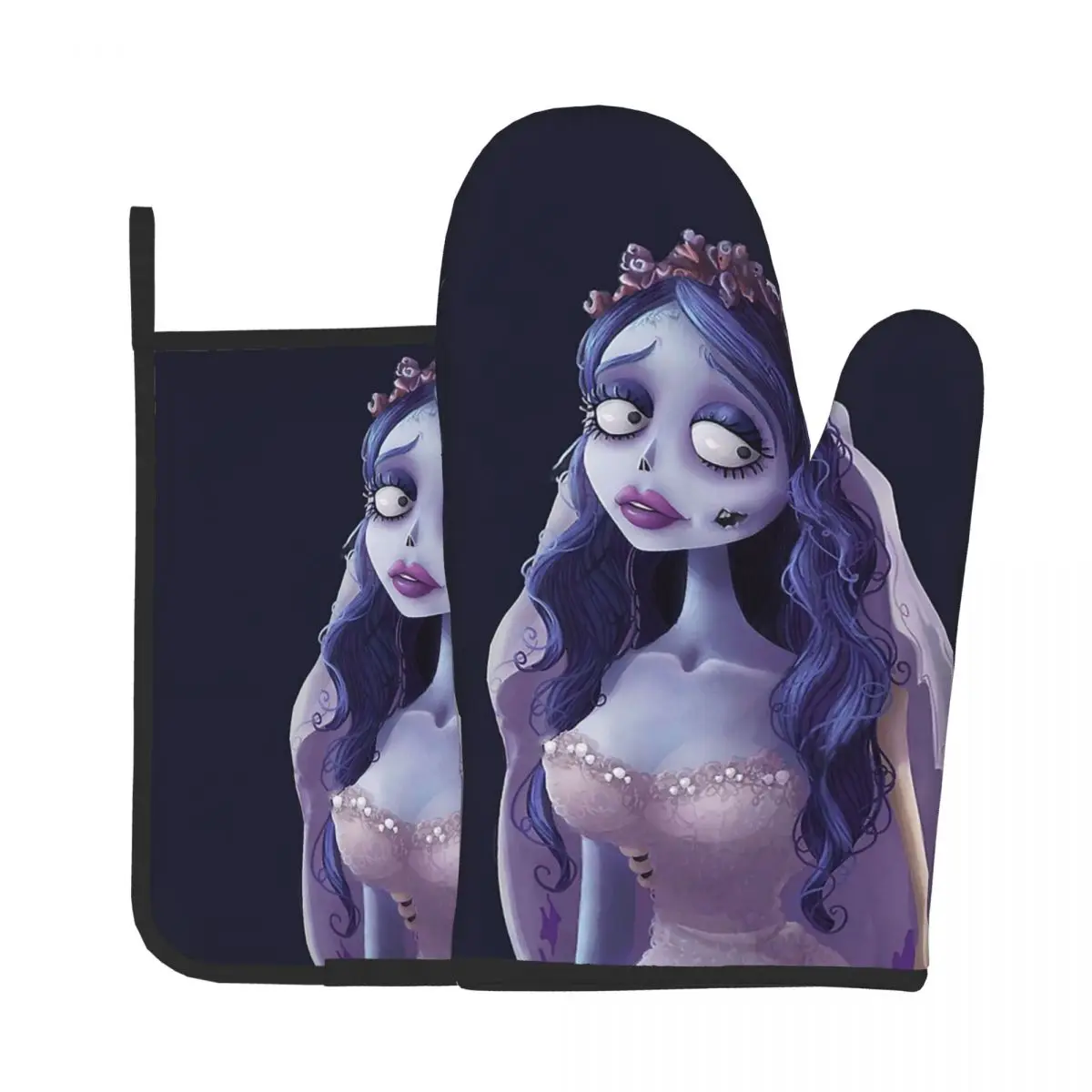 Emily The Corpse Kitchen Gloves Baking Oven Cooking Oven Mitts Tim Burton Horror Skeleton Polyester Potholder Pad BBQ Gloves
Emily The Corpse Kitchen Gloves Baking Oven Cooking Oven Mitts Tim Burton Horror Skeleton Polyester Potholder Pad BBQ Gloves