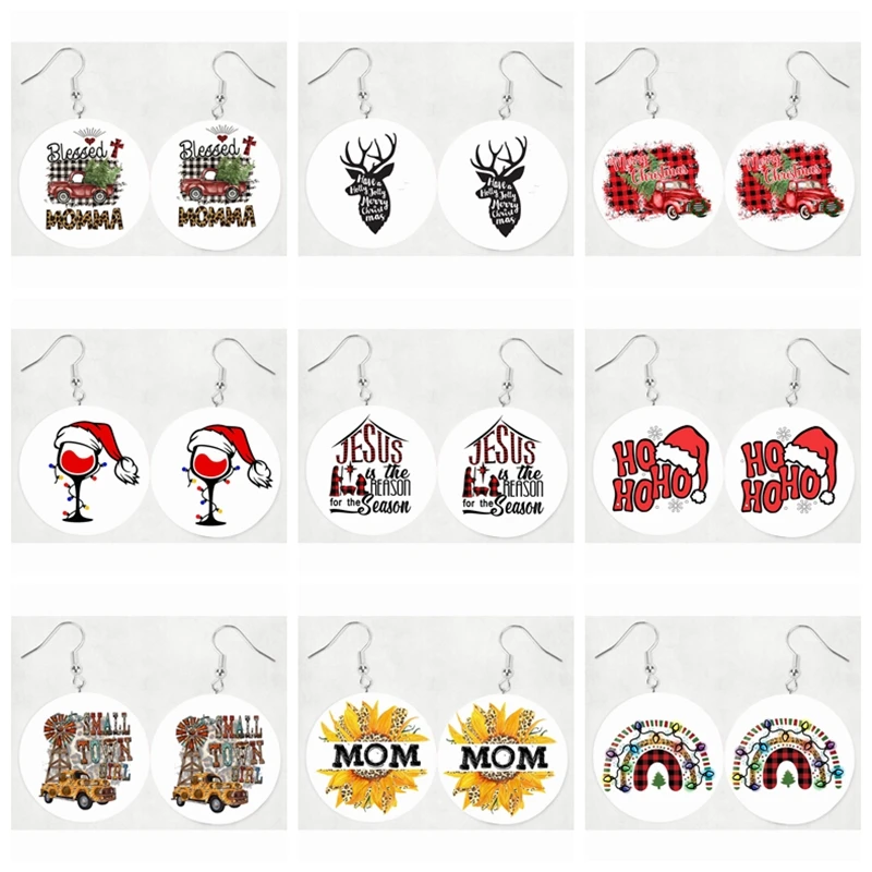 New Christmas Theme Round Earrings Leopard Print HO HO Faux Leather Earrings Mom With Sunflower Earrings
New Christmas Theme Round Earrings Leopard Print HO HO Faux Leather Earrings Mom With Sunflower Earrings