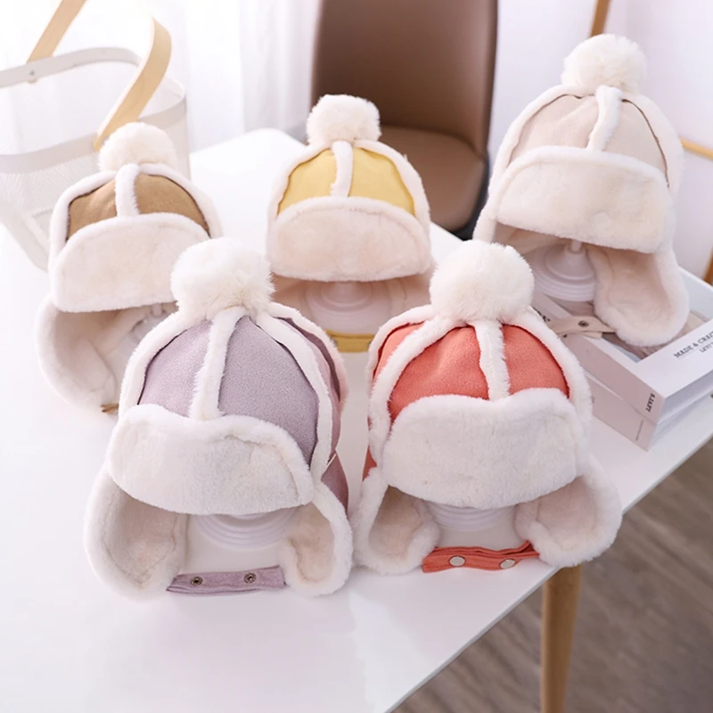 

Baby Boys Girls Hat Kids Children Ear Flap Muff Winter Warm Plush Cotton Cap Outdoor Lei Feng Cap Beanie Gifts Hat