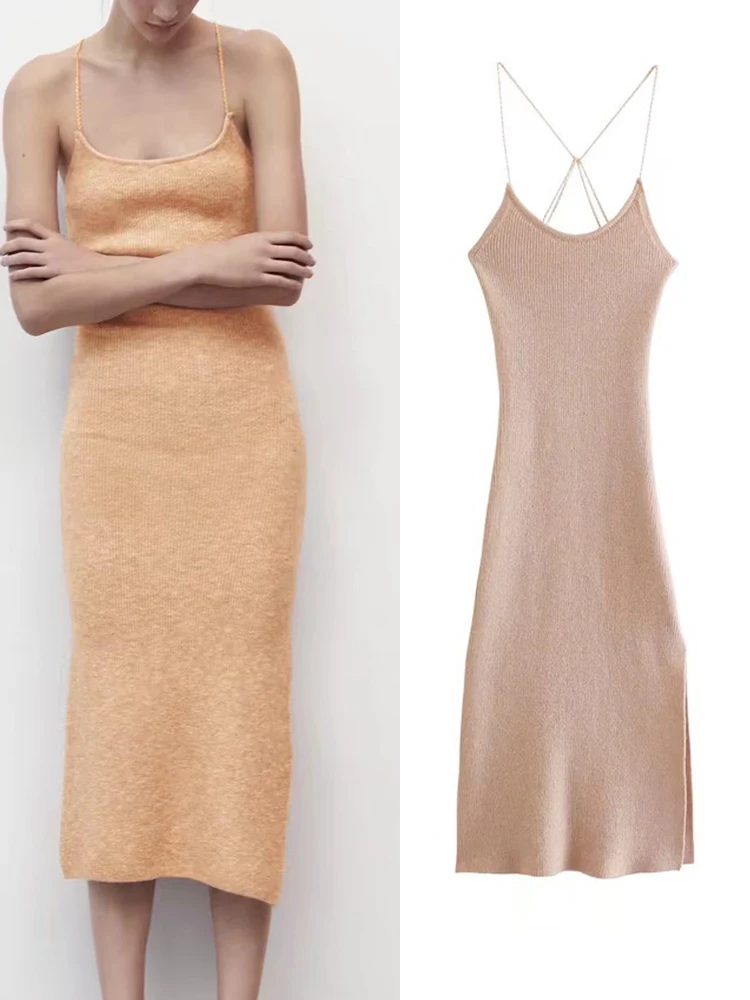 Yiloyka Summer Women Knitted Strap Dresses Pajama Style Soft Elegant Party Dress Sleeveless Backless Female Sheath Outfit
Yiloyka Summer Women Knitted Strap Dresses Pajama Style Soft Elegant Party Dress Sleeveless Backless Female Sheath Outfit