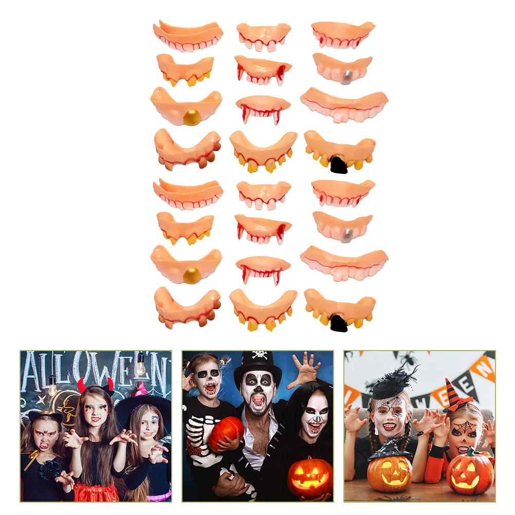 

Halloween Costume Props Ugly Fake Teeth Dentures Tricky Props Party False Teeth Makeup Ghost Bucktooth Gum Braces