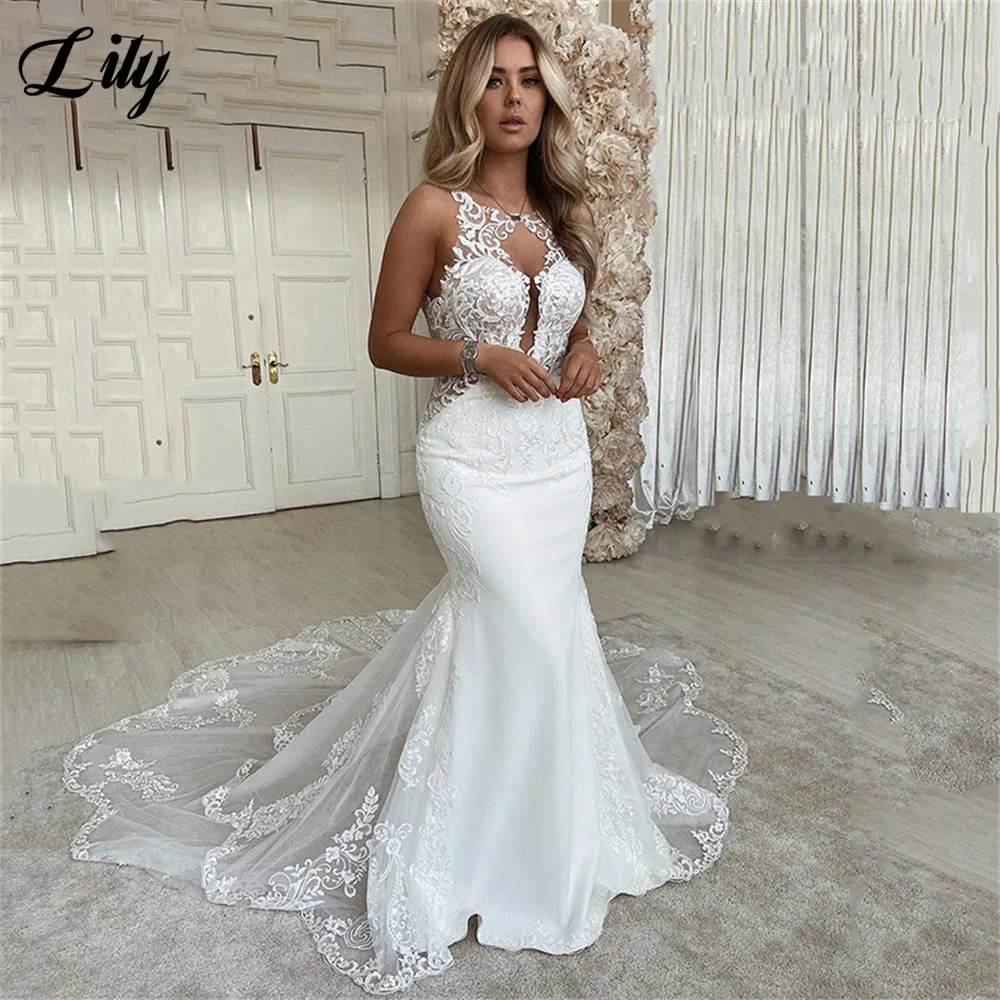 Sexy Mermaid Wedding Dress 2023 Scoop neck Lace Appliques Bride Dress Open Back Country Bridal Gown Custom Size Vestido de novie
Sexy Mermaid Wedding Dress 2023 Scoop neck Lace Appliques Bride Dress Open Back Country Bridal Gown Custom Size Vestido de novie