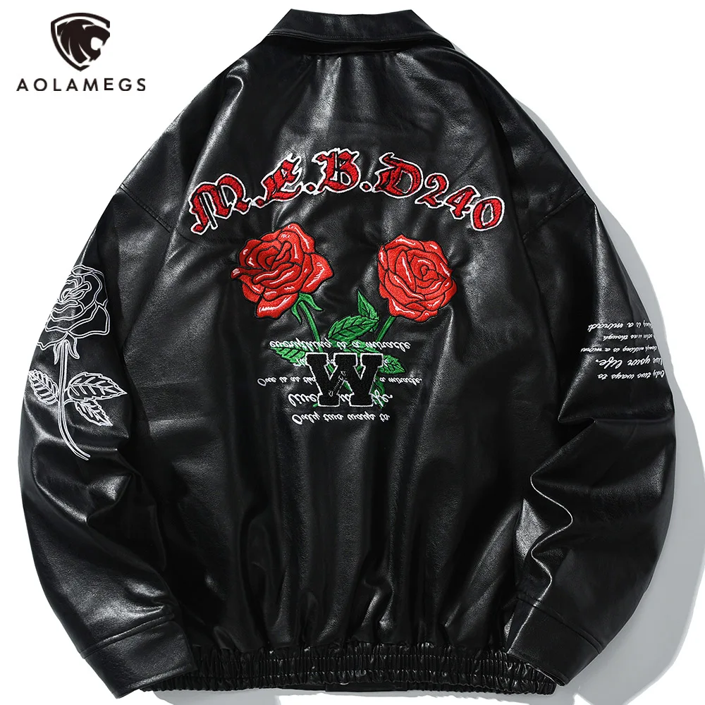 Aolamegs Men Baggy Jacket Rose Flower Letter Embroidery Coat Single Breasted Tops Hip Hop High Street Unisex Fashion Streetwear
Aolamegs Men Baggy Jacket Rose Flower Letter Embroidery Coat Single Breasted Tops Hip Hop High Street Unisex Fashion Streetwear