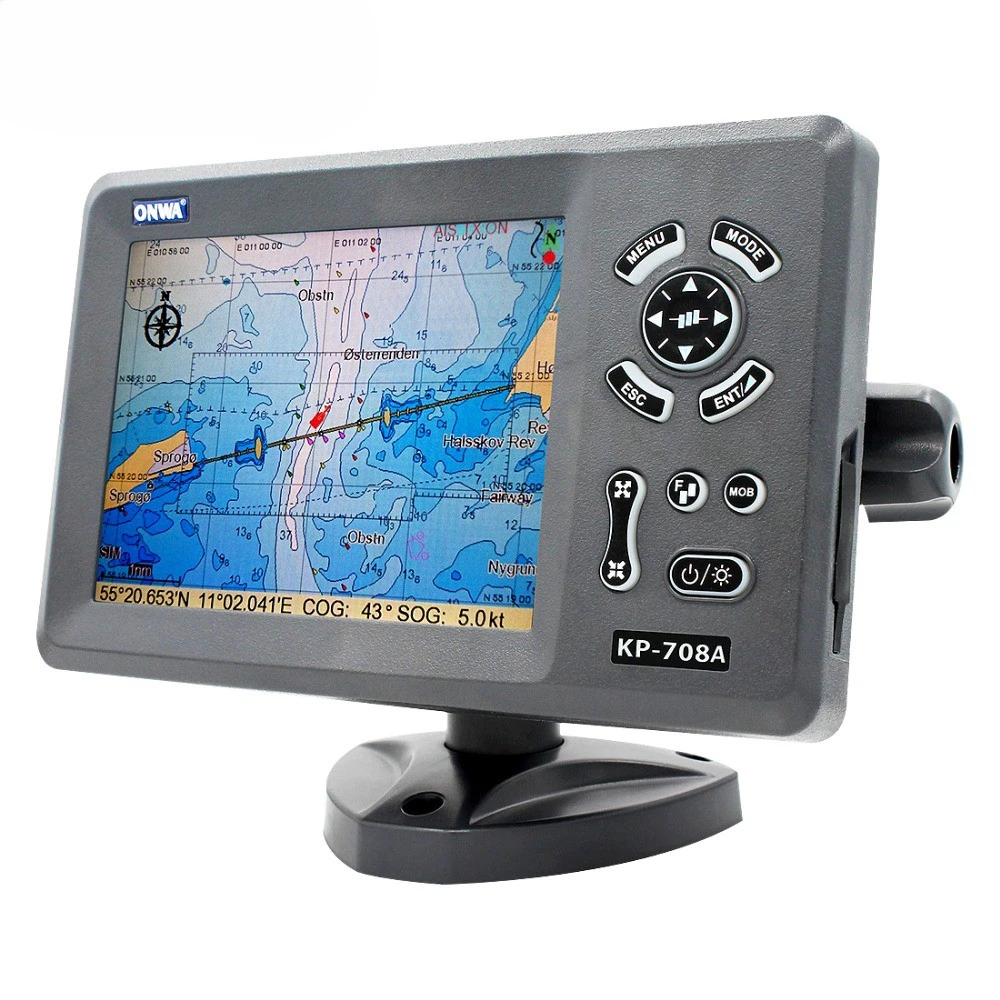 

ONWA KP-708A 7-дюймовый цветной ЖК GPS-Графический Плоттер с GPS-антенной и встроенным транспондером АИС класса B, комбинированный морской GPS-навигатор