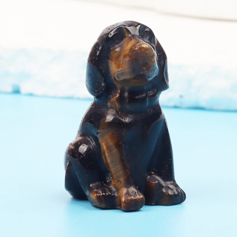 Фигурка собака Тигровый глаз из камня 
Фигурка собака Тигровый глаз из камня