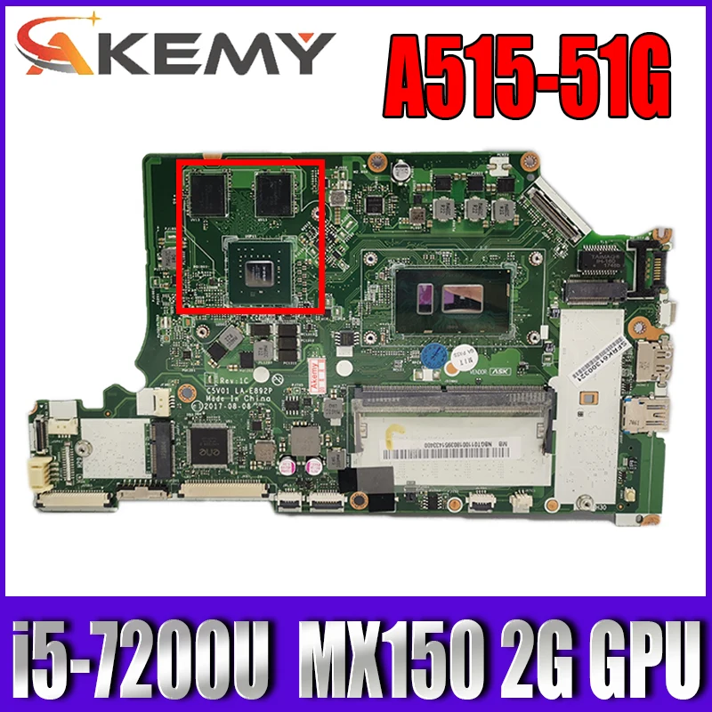 C5V01 LA-E892P для ACER A515-51G A315-53G материнская плата для ноутбука CPU SR2ZU A615-51G + MX150 2G GPU + 4G RAM DDR4 материнская плата
C5V01 LA-E892P для ACER A515-51G A315-53G материнская плата для ноутбука CPU SR2ZU A615-51G + MX150 2G GPU + 4G RAM DDR4 материнская плата