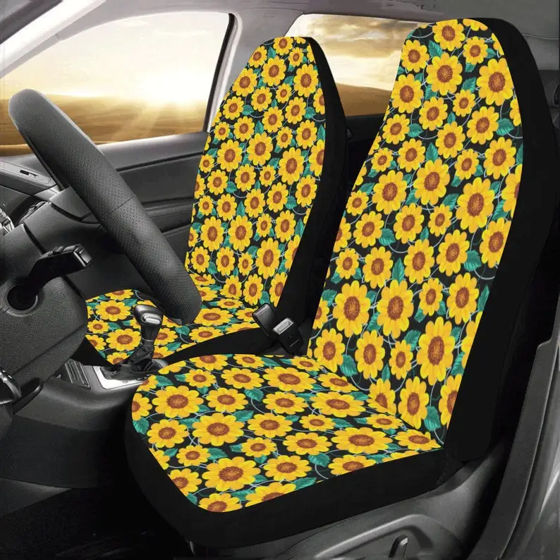 Sunflower Car Seat Covers 2 pc, Black Yellow Flowers Front Seat Covers, Floral Car SUV Seat Protector for Women
Sunflower Car Seat Covers 2 pc, Black Yellow Flowers Front Seat Covers, Floral Car SUV Seat Protector for Women