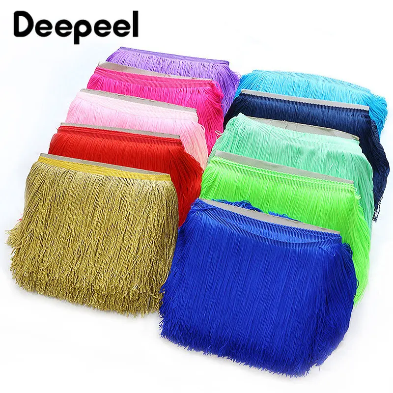 

5Meters 20cm Long Tassel Fringe Trim Lace Ribbon Latin Dance Dress Clothing Curtains Fringes Fabric Sewing Trimmings Accessories