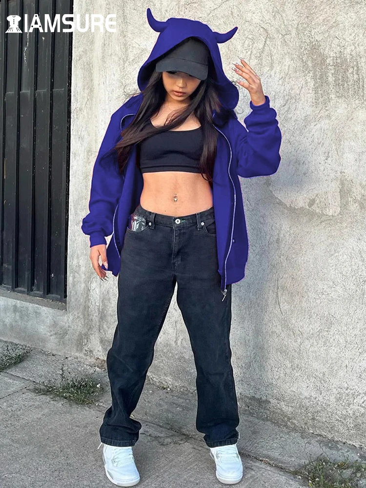 IAMSURE Casual Streetwear Zipper Hoodies Women Solid Sweatshirt Tracksuit Long Sleeve Female 2022 Autumn Winter Fashion Harajuku
IAMSURE Casual Streetwear Zipper Hoodies Women Solid Sweatshirt Tracksuit Long Sleeve Female 2022 Autumn Winter Fashion Harajuku