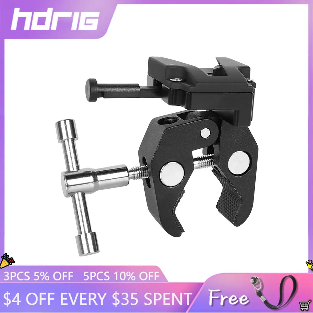 

HDRIG Super Crab Clamp Pliers Clip With Universal V-Lock Mount Quick Release Adapter For DSLR Camera Battery Light Stands