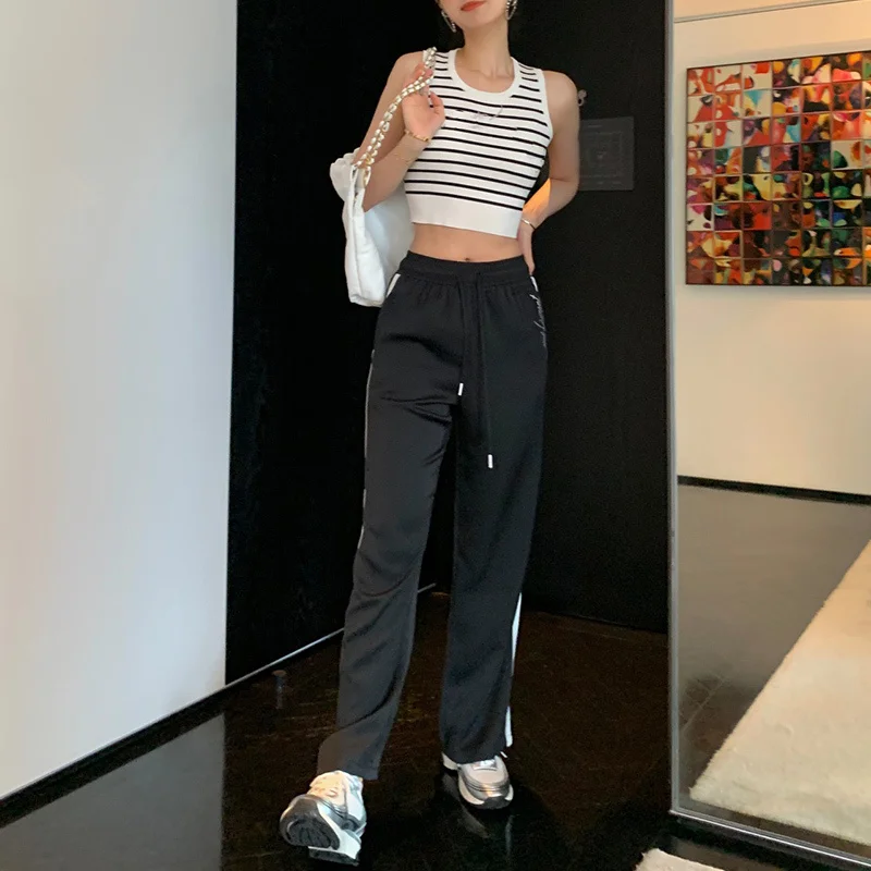 2023 SS Women Wide Leg Trouser Simple Loose Contrast Elastic Drawstring Diamond Letters Pants Fashion Casual Straight Trousers
2023 SS Women Wide Leg Trouser Simple Loose Contrast Elastic Drawstring Diamond Letters Pants Fashion Casual Straight Trousers
