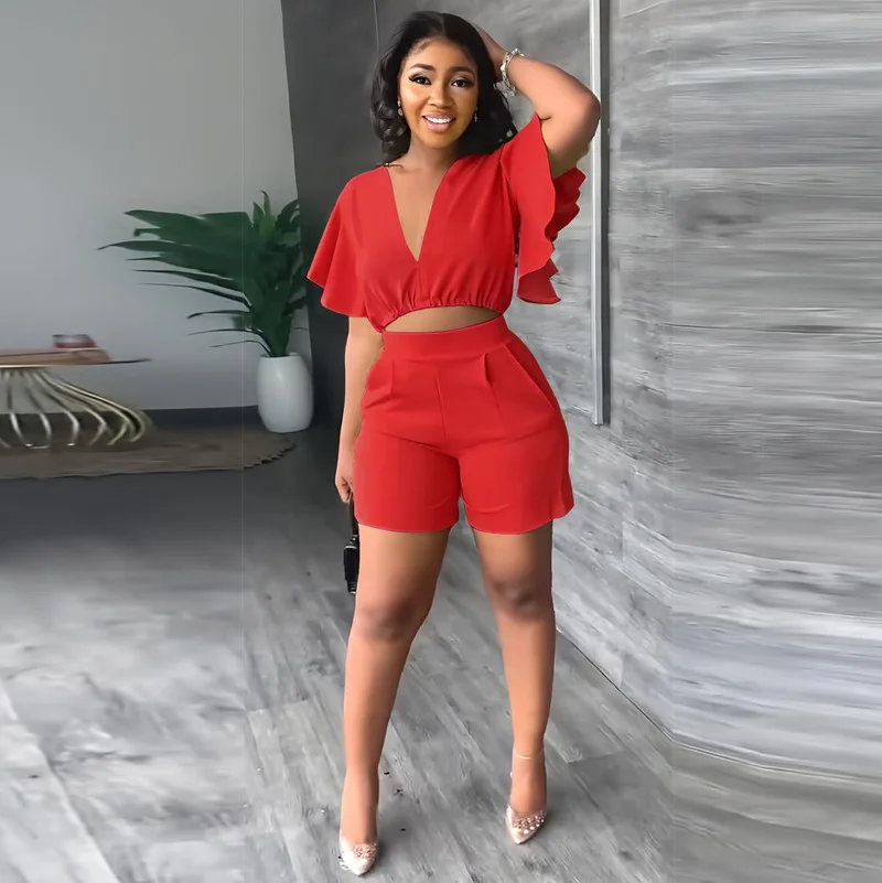 WUHE Ruffle Short Sleeve V-neck Crop Top Bodycon Shorts Two Piece Set Sexy Party Club Outfits Street Summer Women Clothing
WUHE Ruffle Short Sleeve V-neck Crop Top Bodycon Shorts Two Piece Set Sexy Party Club Outfits Street Summer Women Clothing