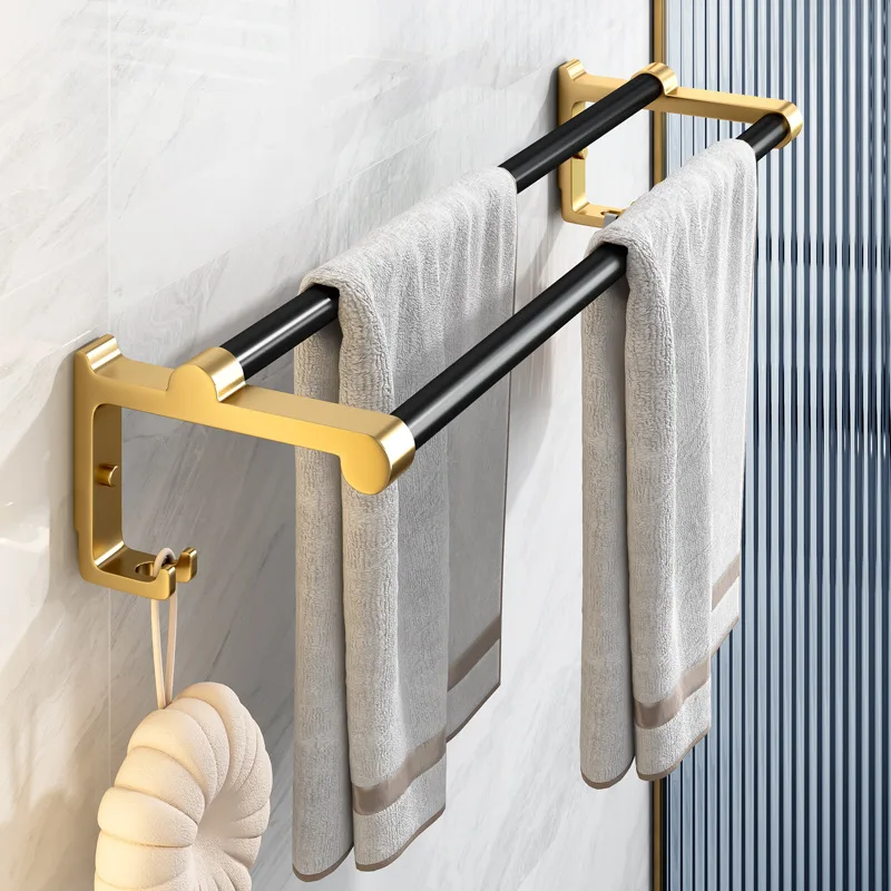 Bathroom towel rack black gold space aluminum double-rod bathroom towel rack bathroom hardware pendant bathroom accessories
Bathroom towel rack black gold space aluminum double-rod bathroom towel rack bathroom hardware pendant bathroom accessories