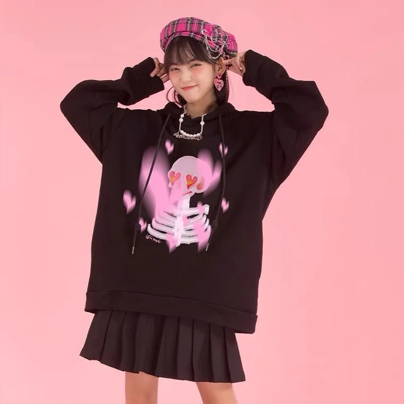Y2K Top Long Sleeved Hooded Harajuku Punk Loose Vintage Grunge Hoodies Women Sweatshirts Gothic Skull Print Hoodie Y2k Clothes
Y2K Top Long Sleeved Hooded Harajuku Punk Loose Vintage Grunge Hoodies Women Sweatshirts Gothic Skull Print Hoodie Y2k Clothes