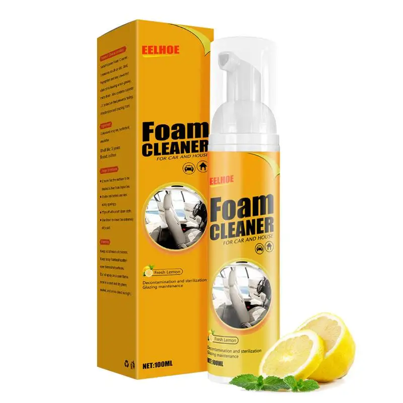 Multipurpose Foam Cleaner Sprays Rinse-Free Foam Cleaner For Car Lemon Flavor Multifunctional Car Interior Cleaning Sprays For 
Multipurpose Foam Cleaner Sprays Rinse-Free Foam Cleaner For Car Lemon Flavor Multifunctional Car Interior Cleaning Sprays For