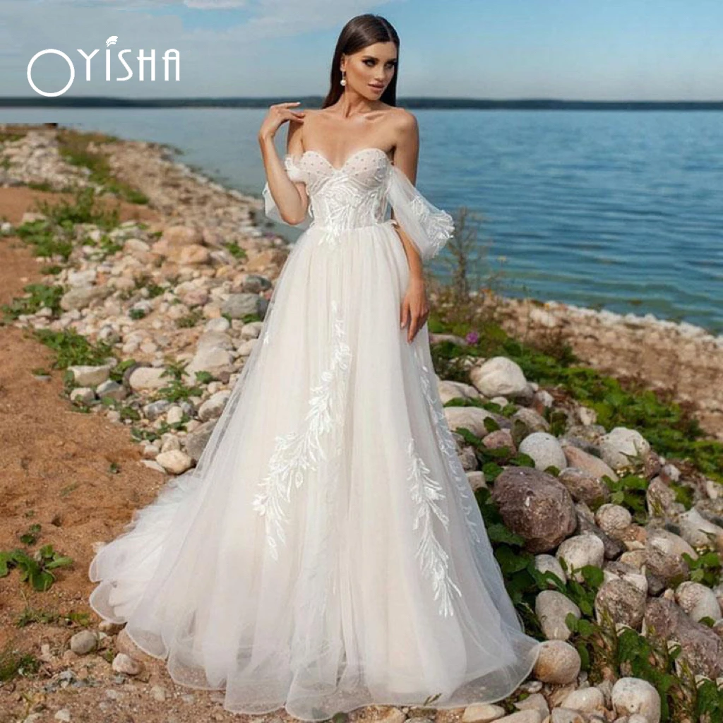 OYISHA Beach Sweetheart Wedding Dresses For Women 2023 Modern Lace Appliques Bridal Gown Off Shoulder Lace-up Back Robe De Marie
OYISHA Beach Sweetheart Wedding Dresses For Women 2023 Modern Lace Appliques Bridal Gown Off Shoulder Lace-up Back Robe De Marie
