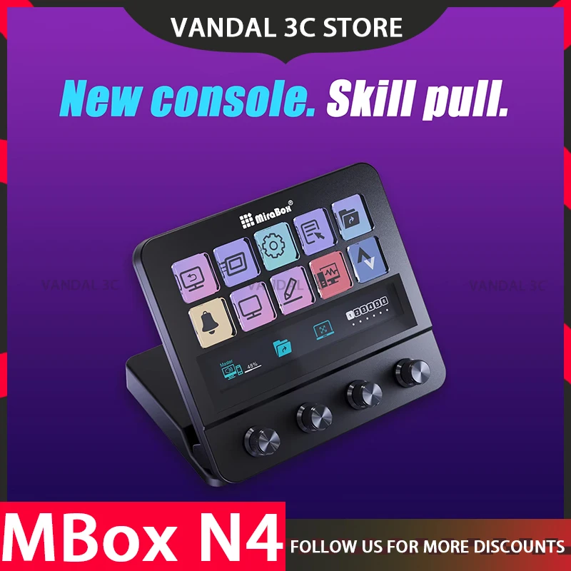 Mirabox N4 Stream Deck 10-клавишная визуальная макро-клавиатура Регулируемая подставка