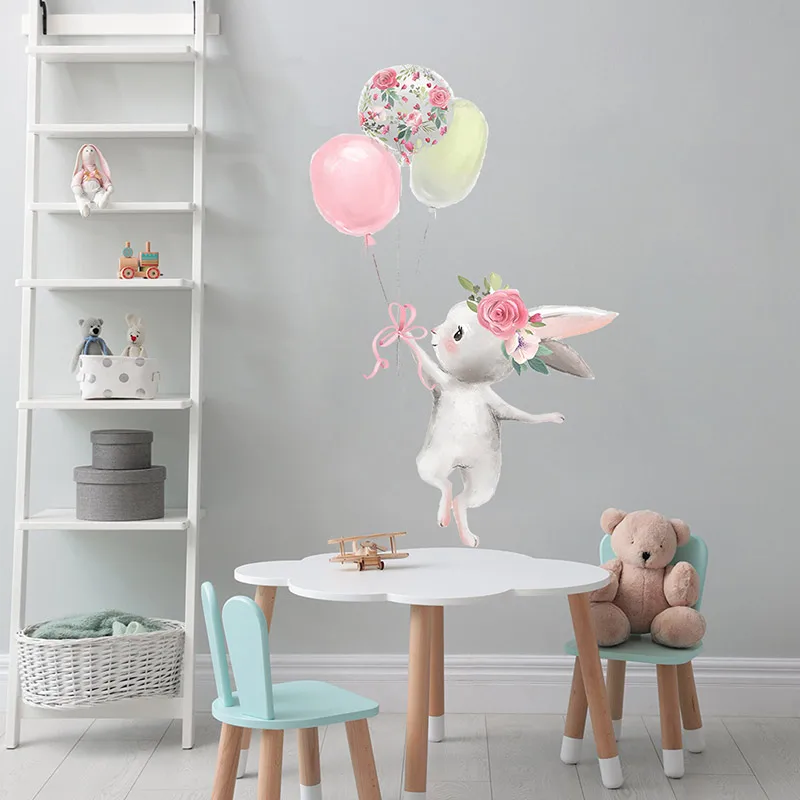 Cute Flower balloon Bunny PVC Wall Stickers for Girls Room Decor Eco-friendly Kids Wall Decals Wallpapers for Home Decoration
Cute Flower balloon Bunny PVC Wall Stickers for Girls Room Decor Eco-friendly Kids Wall Decals Wallpapers for Home Decoration