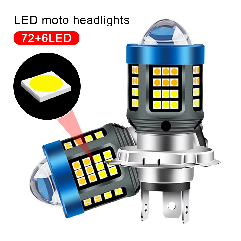 Motorcycle H4 BA20D H6 Headlight Bulbs 12V 72+6LED White Yellow High Low Beam Lamp Motorcycle Light Accessories Parts
Motorcycle H4 BA20D H6 Headlight Bulbs 12V 72+6LED White Yellow High Low Beam Lamp Motorcycle Light Accessories Parts