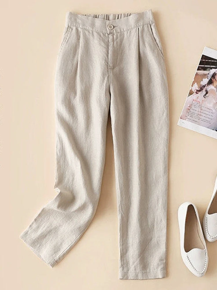 2022 Spring Korean Fashion Women Pants All Match Casual Solid Cotton Linen Harem Pants Elastic Waist Ankle Length Trousers
2022 Spring Korean Fashion Women Pants All Match Casual Solid Cotton Linen Harem Pants Elastic Waist Ankle Length Trousers
