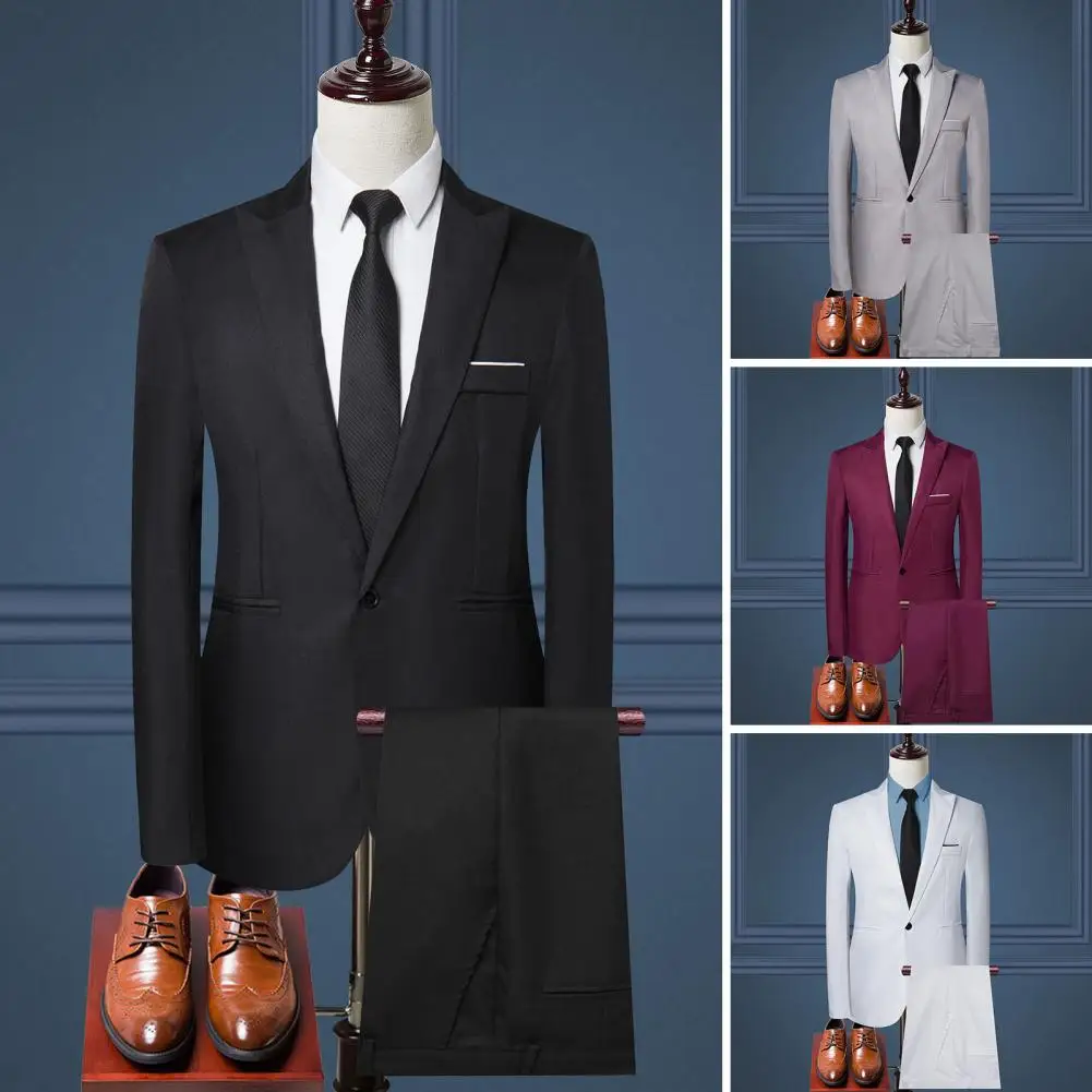 2Pcs/Set Men Blazer Solid Color Business Lapel Long Sleeve Single-breasted Slim Mid-rise Long Pant Coat Set Wedding Formal Suits
2Pcs/Set Men Blazer Solid Color Business Lapel Long Sleeve Single-breasted Slim Mid-rise Long Pant Coat Set Wedding Formal Suits