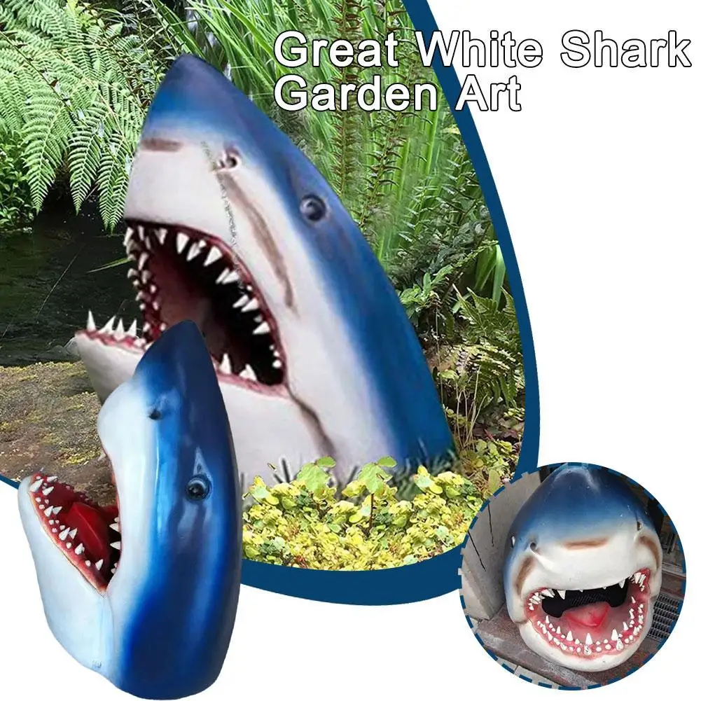 

Great White Shark Head Sculpture Wall Hanging Resin 3D Jaws Statue Ocean Art and Craft Ornament For Home Bar Decor HOT Unique