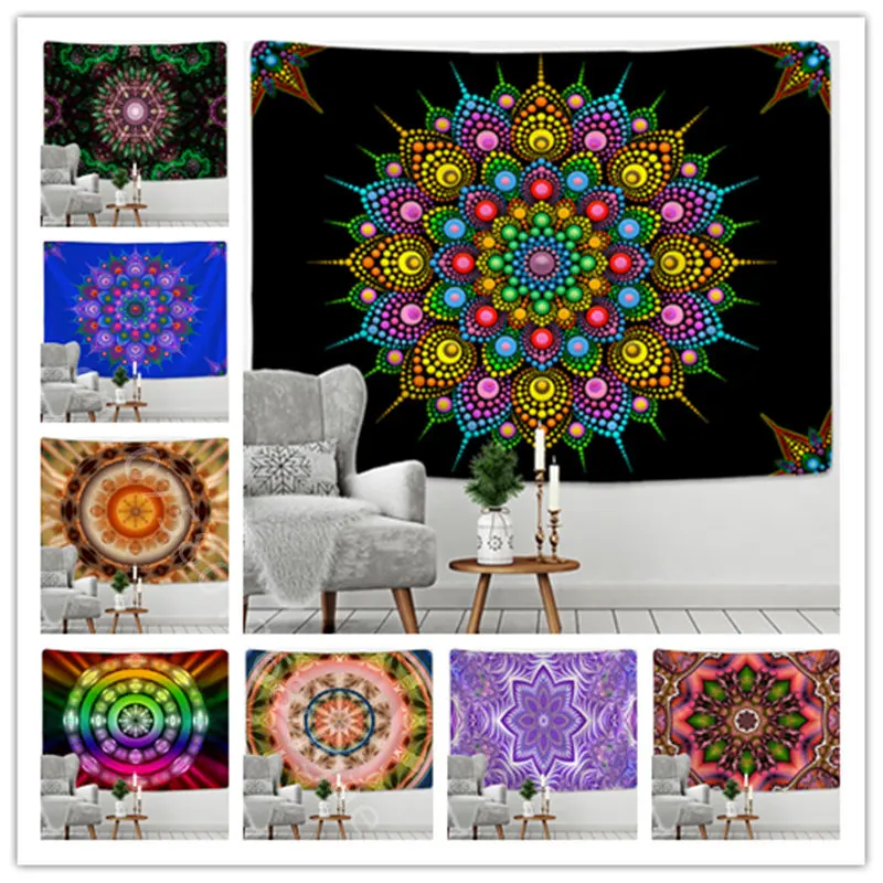 

Radiant Mandala Tapestry Living Room Wall Hanging Cloth Psychedelic Colorful Hippie Tapiz Mystery Art Decoration Home Tapestries