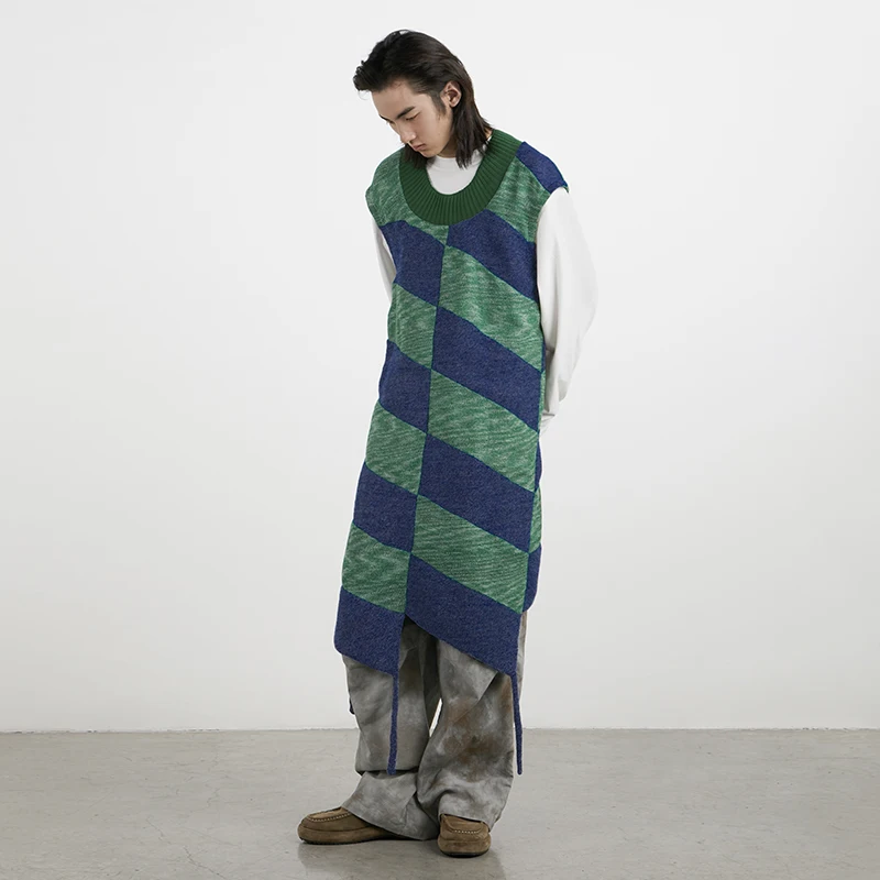 Asymmetry Fashion Round Neck Women and Men Looose Sweaters Dress Splicing Vintage England Style Cashmere Sleeveless Pullovers
Asymmetry Fashion Round Neck Women and Men Looose Sweaters Dress Splicing Vintage England Style Cashmere Sleeveless Pullovers