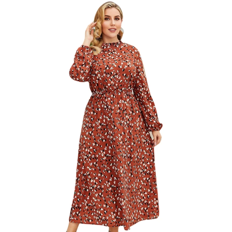 MXMA Women's Floral Print Dress Plus Size Long Dress Ins Elastic Waist Dress for Fall
MXMA Women's Floral Print Dress Plus Size Long Dress Ins Elastic Waist Dress for Fall