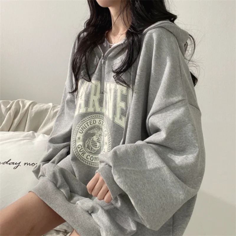 Hip Hop Zip Up Oversized Hoodies Women Harajuku Letter Print Sweatshirts Gray Vintage Loose Fleece Winter Top Grunge Y2k Clothes
Hip Hop Zip Up Oversized Hoodies Women Harajuku Letter Print Sweatshirts Gray Vintage Loose Fleece Winter Top Grunge Y2k Clothes