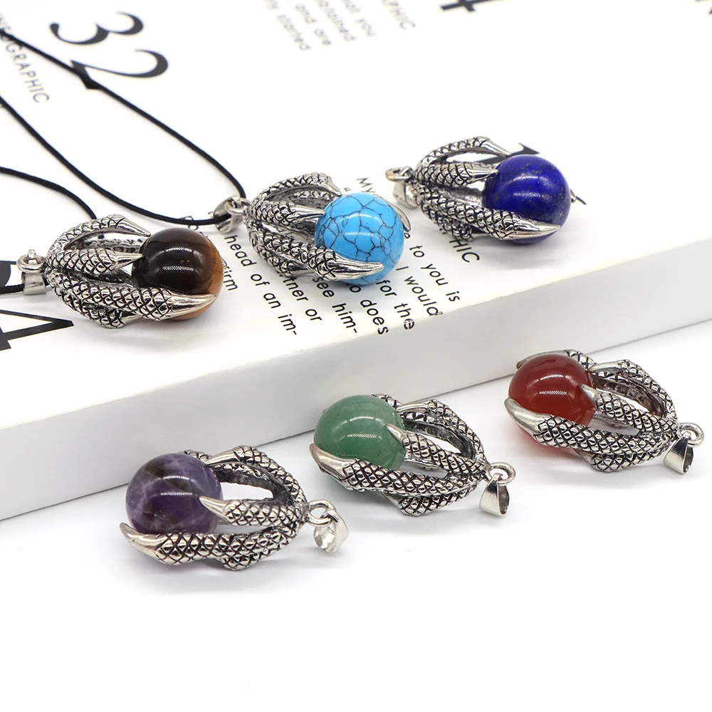 Natural Gem Creative Dragon Claw Hold Round Stone Beads Pendants Handmade Jewelry Crafts DIY Charm Necklaces Accessories Gift
Natural Gem Creative Dragon Claw Hold Round Stone Beads Pendants Handmade Jewelry Crafts DIY Charm Necklaces Accessories Gift