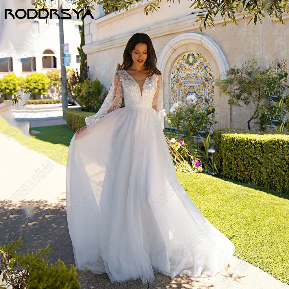 RODDRSYA Modern Wedding Dresses For Woman Long Sleeves V-Neck Sexy Backless Bride Gowns Applique A-Line Vestidos De Novia
RODDRSYA Modern Wedding Dresses For Woman Long Sleeves V-Neck Sexy Backless Bride Gowns Applique A-Line Vestidos De Novia