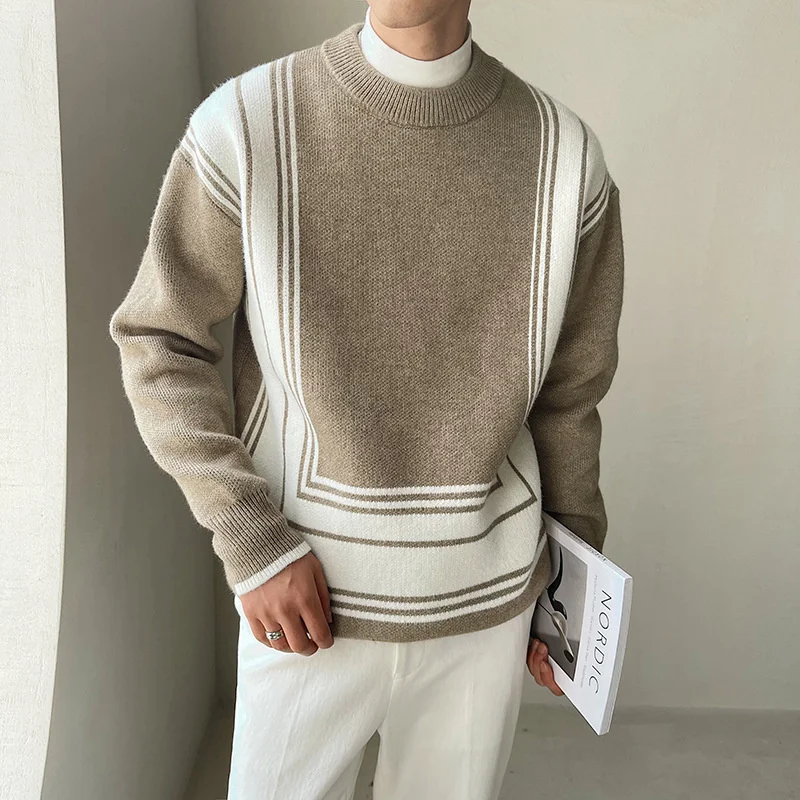 Men's Loose Round Neck Sweater Geometric Pattern Fashion Sweater with Foreign Style Winter New Coat Knitted Sweater
Men's Loose Round Neck Sweater Geometric Pattern Fashion Sweater with Foreign Style Winter New Coat Knitted Sweater
