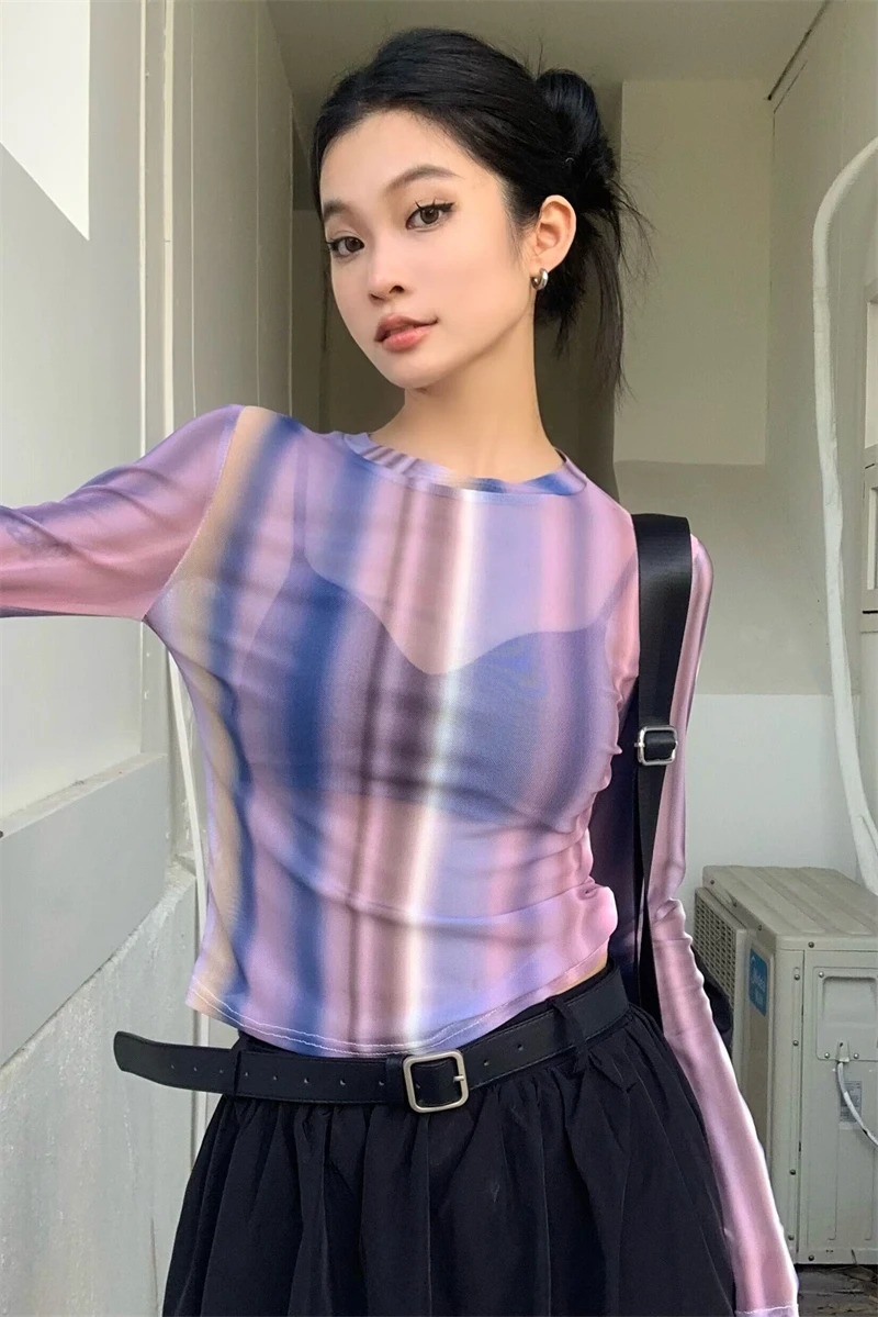 GBR4305 Summer 2023 New Sweet, Slim and Versatile Color Matching Stripe Mesh Long Sleeve Sun Protection T-shirt Top
GBR4305 Summer 2023 New Sweet, Slim and Versatile Color Matching Stripe Mesh Long Sleeve Sun Protection T-shirt Top