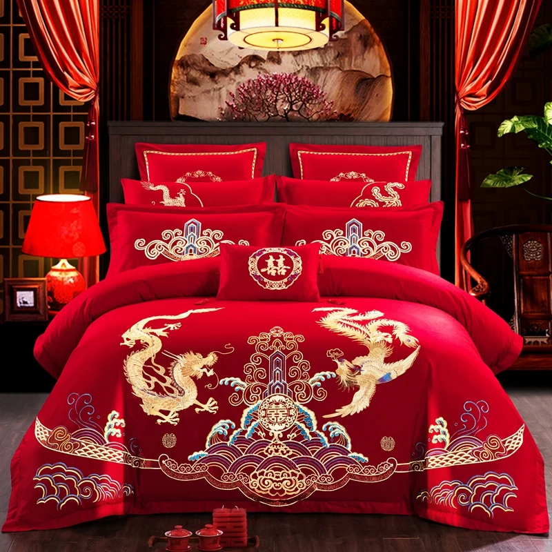 Red Chinese Princess jade Wedding Embroidery Duvet Cover Bed sheet set Cotton Solid LOVE Bedding Set Luxury Romantic Girls Loong
Red Chinese Princess jade Wedding Embroidery Duvet Cover Bed sheet set Cotton Solid LOVE Bedding Set Luxury Romantic Girls Loong