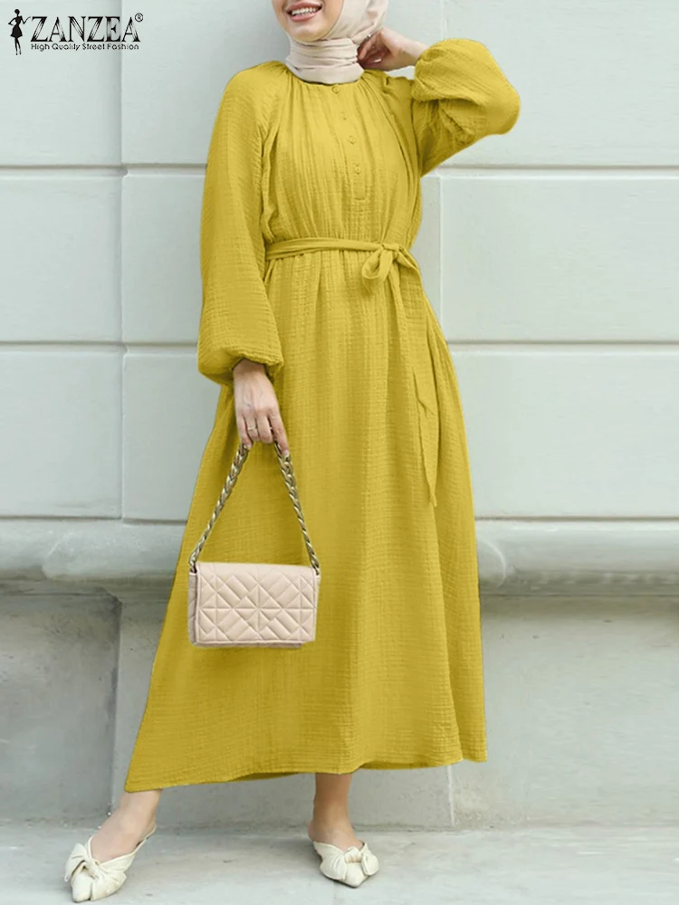 ZANZEA Vintage Lace Up Muslim Kaftan Dubai Turkey Long Puff Sleeve Marocan Abaya Robe Women Casual Holiday Party Solid Sundress
ZANZEA Vintage Lace Up Muslim Kaftan Dubai Turkey Long Puff Sleeve Marocan Abaya Robe Women Casual Holiday Party Solid Sundress