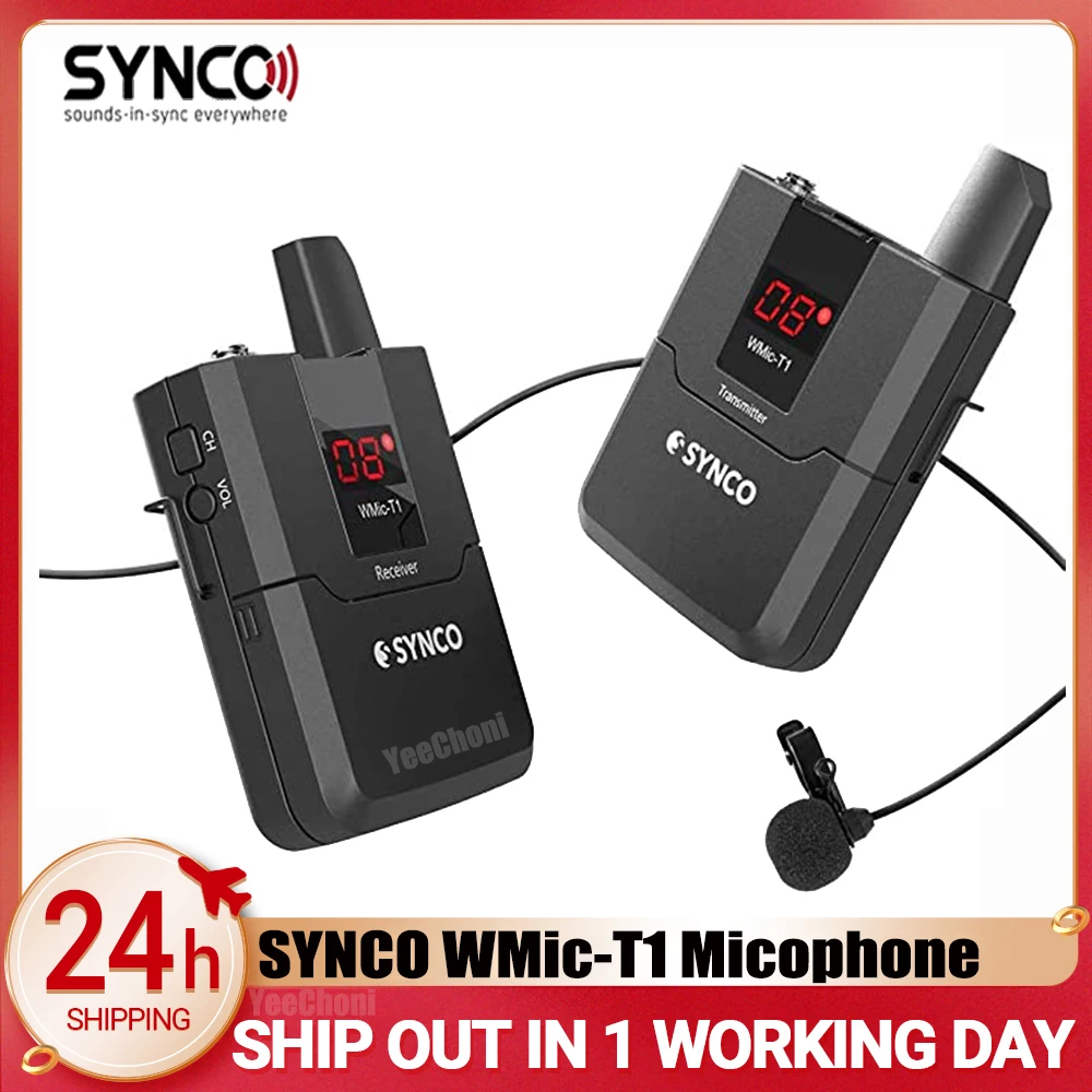 SYNCO WMic-T1 Wireless Lavalier Microphone 16 Channel Transmitter Receiver for Camera Smartphones Lapel Video Mic Microfono
SYNCO WMic-T1 Wireless Lavalier Microphone 16 Channel Transmitter Receiver for Camera Smartphones Lapel Video Mic Microfono