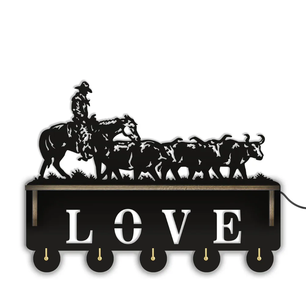 Настенный деревянный подвесной держатель для ключей в стиле ковбоя с американскими коровами 
Настенный деревянный подвесной держатель для ключей в стиле ковбоя с американскими коровами