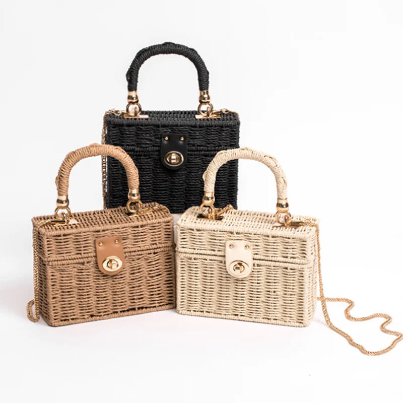 New Rattan Black Shoulder Women Hand Woven Messenger Bag Summer Beach Square Box Straw Handbag For Lady Bolsa Feminina
New Rattan Black Shoulder Women Hand Woven Messenger Bag Summer Beach Square Box Straw Handbag For Lady Bolsa Feminina