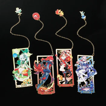 Genshin Impact Kazuha Nahida Metal Book Marks Anime Game Gifts Student Day Commemorative Brass Bookmarks School Supplies