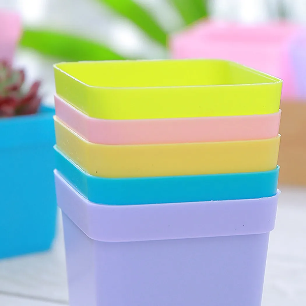 10pcs 5.5cm Mini Square Flowerpot With Hole Succulent Plant Trays Planter Colorful Plastic Nursery Pot Home Office Decor
10pcs 5.5cm Mini Square Flowerpot With Hole Succulent Plant Trays Planter Colorful Plastic Nursery Pot Home Office Decor