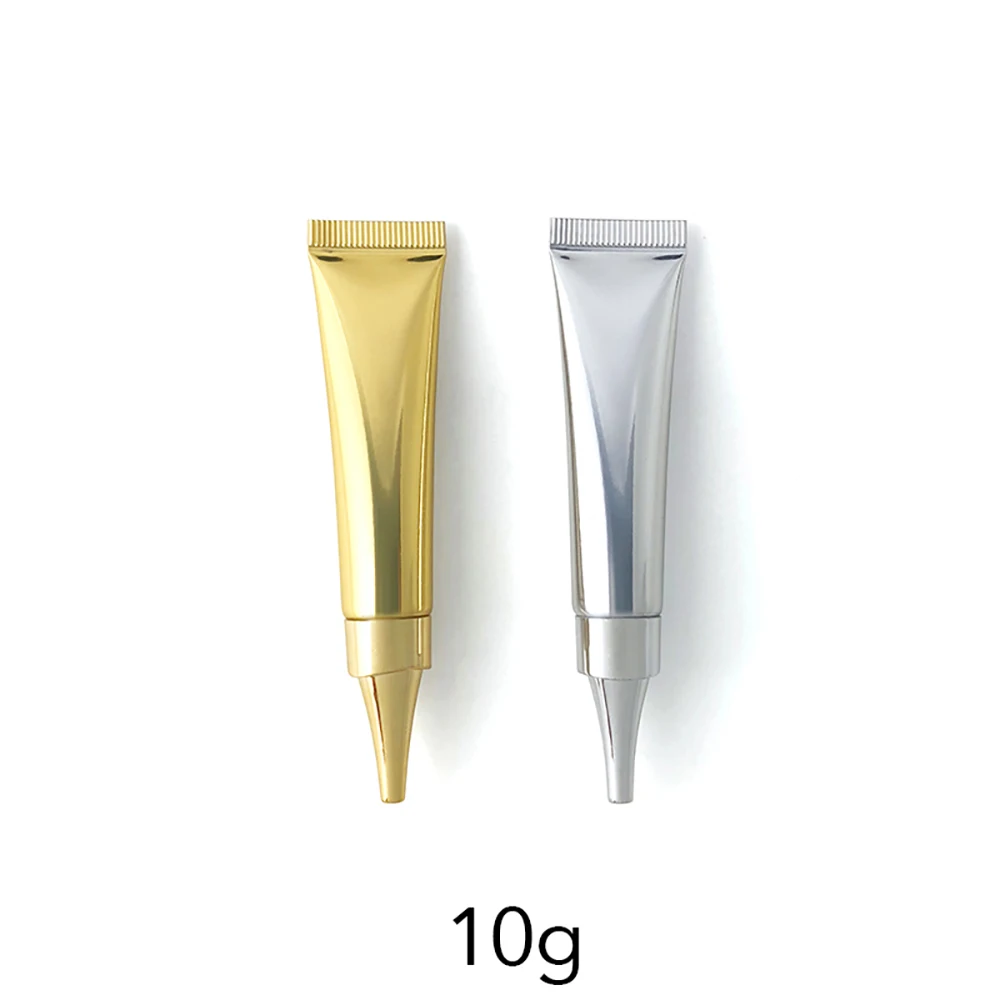 

20pcs 10ml Shinny Gold Silver Plastic Squeeze Bottle 10g Refillable Soft Tube Cosmetic Essence Eye Cream Lotion Empty Container