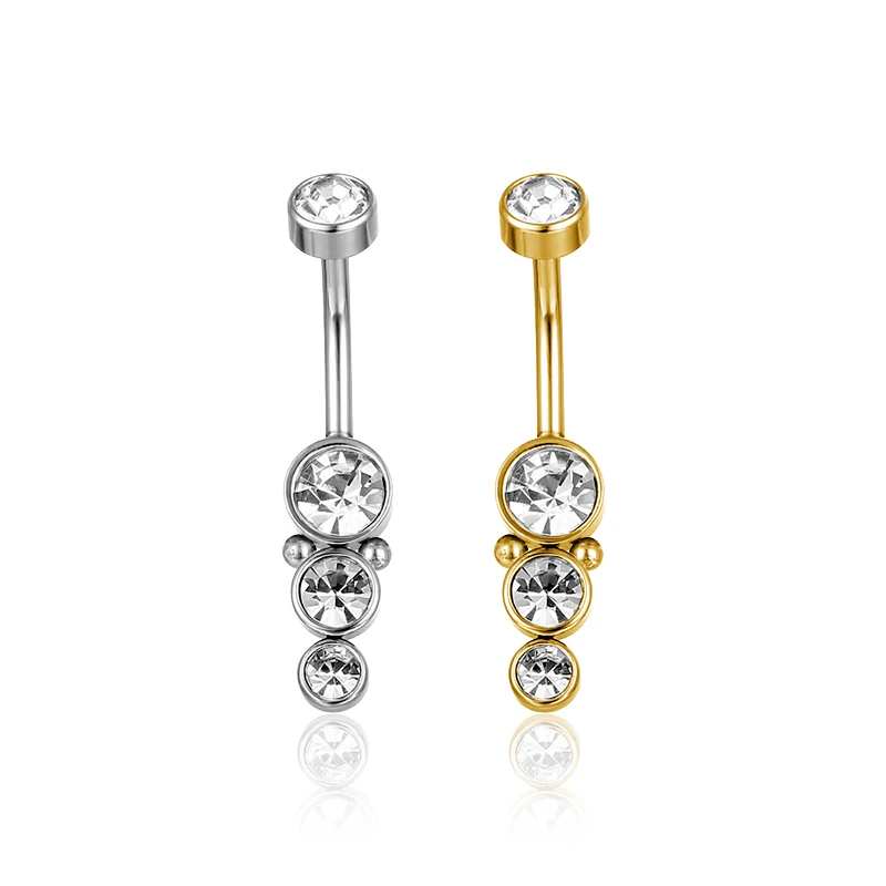 

1PC Double Gem Belly Button Rings Stainless Steel 14G CZ Navel Rings Barbells Studs Women Girls Body Piercing Jewelry