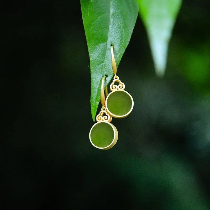 Hotan jade Jasper Mirror Round Earrings 925 Sterling Silver Gold Earrings charm emerald jewelry fashion amulet women's gift
Hotan jade Jasper Mirror Round Earrings 925 Sterling Silver Gold Earrings charm emerald jewelry fashion amulet women's gift