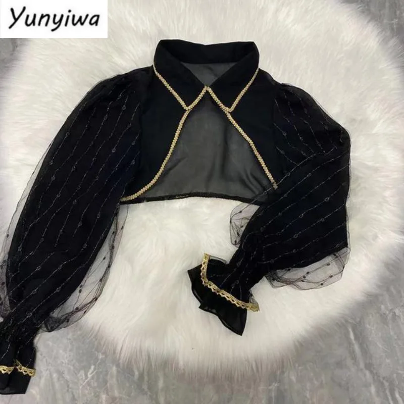 Lolita Style Crop Blouses Women Loose Cosplay Sweetheart Spring Puff Sleeve Patchwork Designed Sun-proof Chic Super-short Tops
Lolita Style Crop Blouses Women Loose Cosplay Sweetheart Spring Puff Sleeve Patchwork Designed Sun-proof Chic Super-short Tops