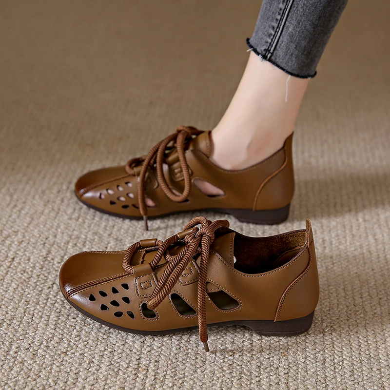 Summer New Round Toe Women Retro Sandals Outdoor Comfort Ladies Shoes Fashion Hollow Breathable Woman Lace Up Casual Daily Flats
Summer New Round Toe Women Retro Sandals Outdoor Comfort Ladies Shoes Fashion Hollow Breathable Woman Lace Up Casual Daily Flats