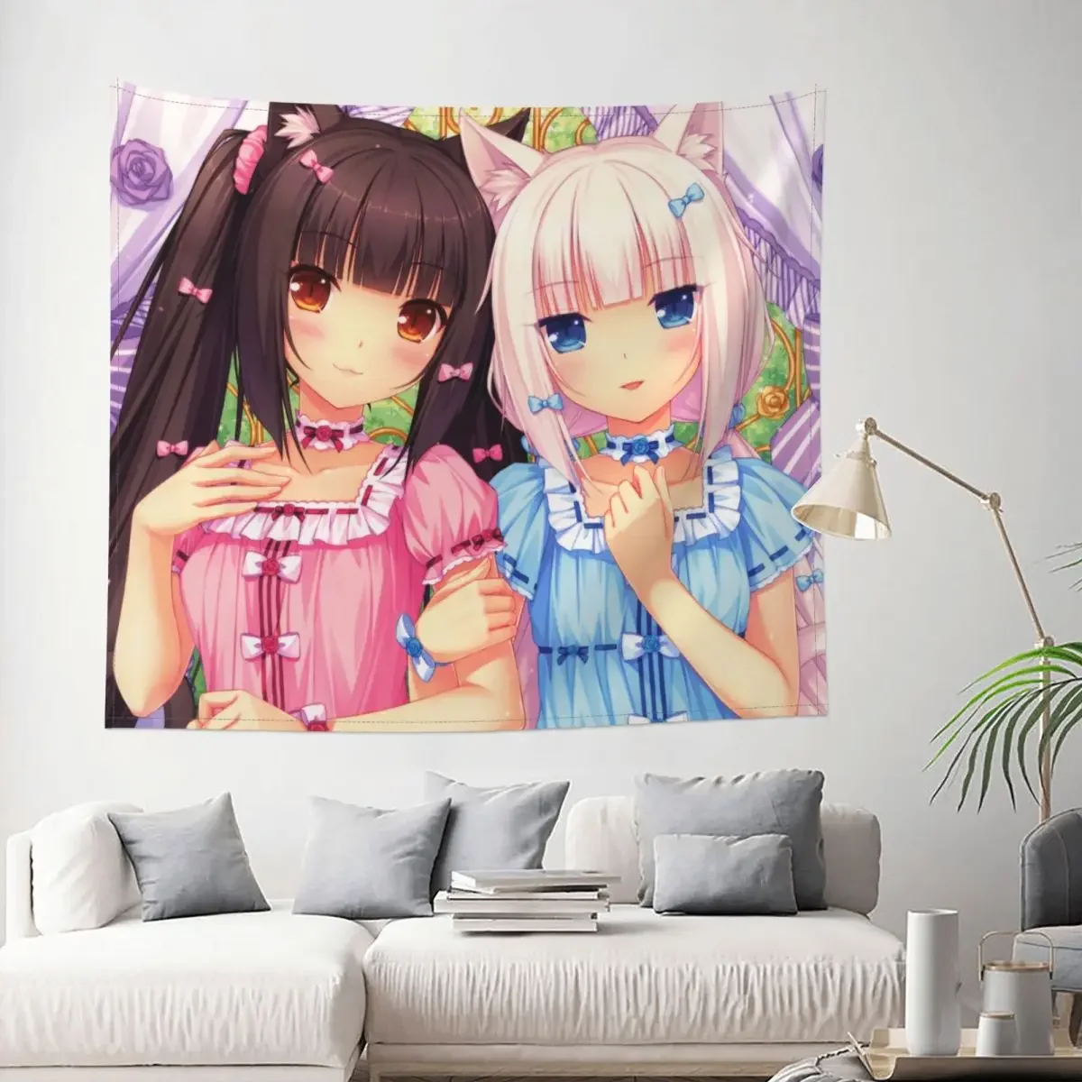 Настенный Гобелен Nice NEKOPARA, большие гобелены из полиэстера, милые украшения для стен в стиле аниме, в стиле бохо, 95x73 см 
Настенный Гобелен Nice NEKOPARA, большие гобелены из полиэстера, милые украшения для стен в стиле аниме, в стиле бохо, 95x73 см