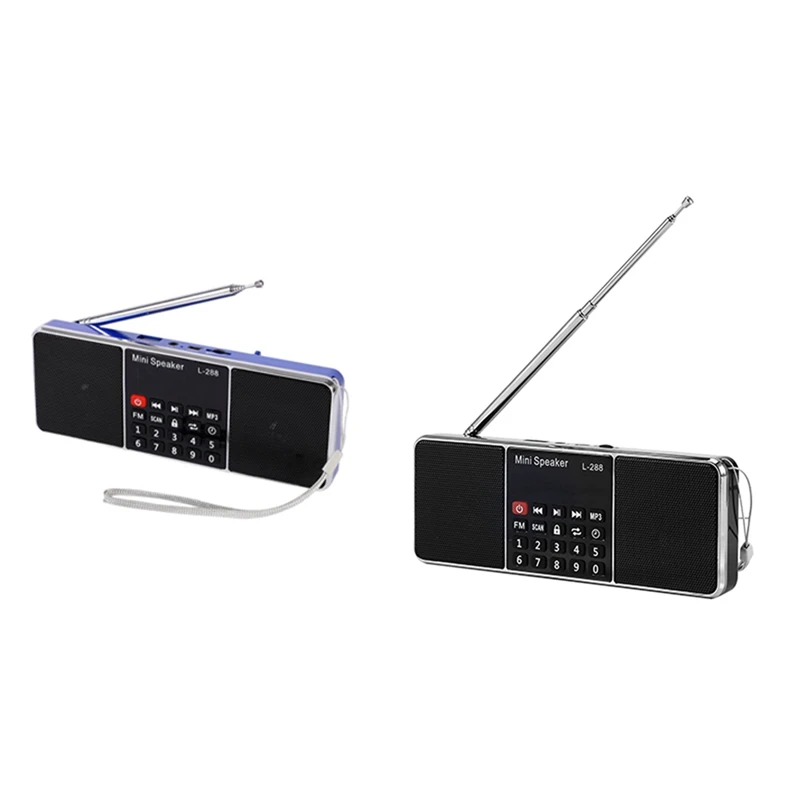 2 Pcs Mini Rechargeable Stereo L-288 FM Radio Speaker LCD Screen Support TF Card USB Disk MP3 Music Player(Blue & Black)
2 Pcs Mini Rechargeable Stereo L-288 FM Radio Speaker LCD Screen Support TF Card USB Disk MP3 Music Player(Blue & Black)