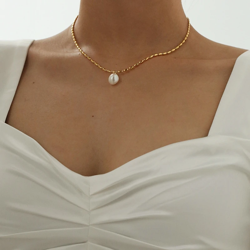 Pearl Necklace 18K Gold Beads Chian Real Pearl Choker Necklace Designer T Show Runway Gown Rare INS Boho Top
Pearl Necklace 18K Gold Beads Chian Real Pearl Choker Necklace Designer T Show Runway Gown Rare INS Boho Top