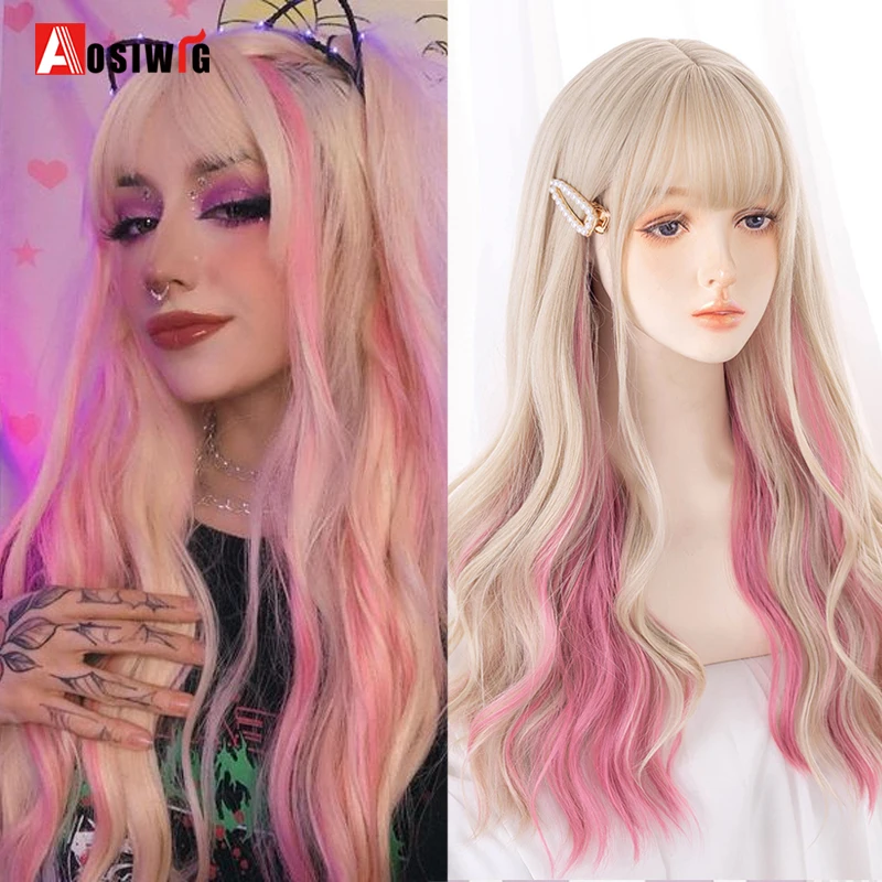 Aosiwig Synthetic Lolita Wig With Bangs Bob Natural Long Wavy Hair Blonde Black Pink Cosplay Anime Halloween Wigs For Women
Aosiwig Synthetic Lolita Wig With Bangs Bob Natural Long Wavy Hair Blonde Black Pink Cosplay Anime Halloween Wigs For Women